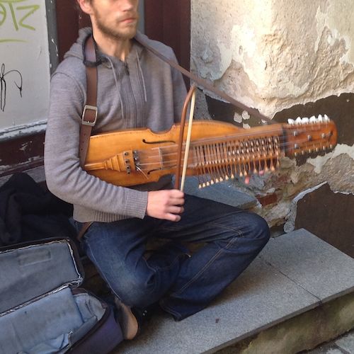 Street musician in Tallin, Estonia