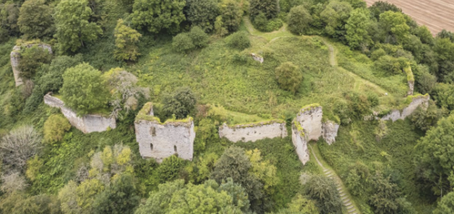 Ruined castle with building plot